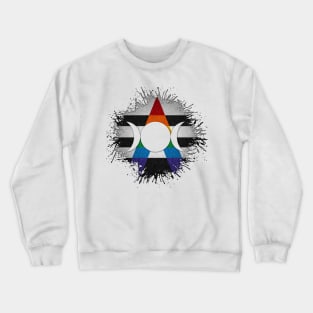 Paint Splatter LGBT Ally Pride Flag Triple Goddess Moon Symbol Crewneck Sweatshirt